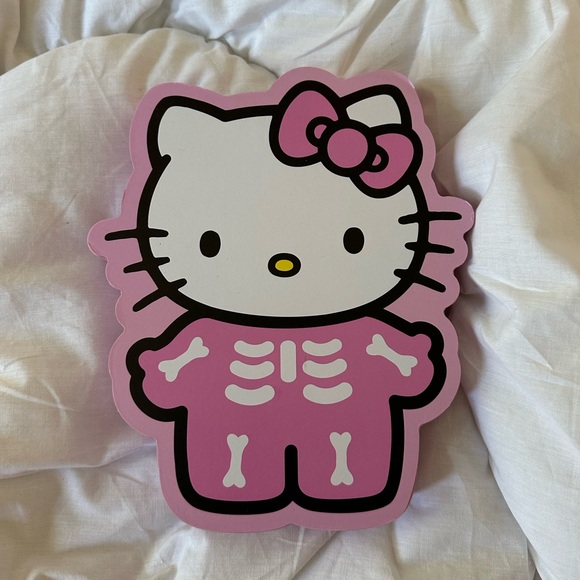Hello Kitty Other - HELLO KITTY NWT WALL DECOR PINK SKELETON WOOD SIGN 2024 AESTHETIC PRETTY CUTE